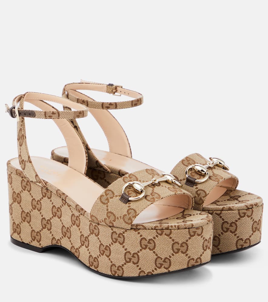 Gucci Horsebit GG Canvas platform sandals