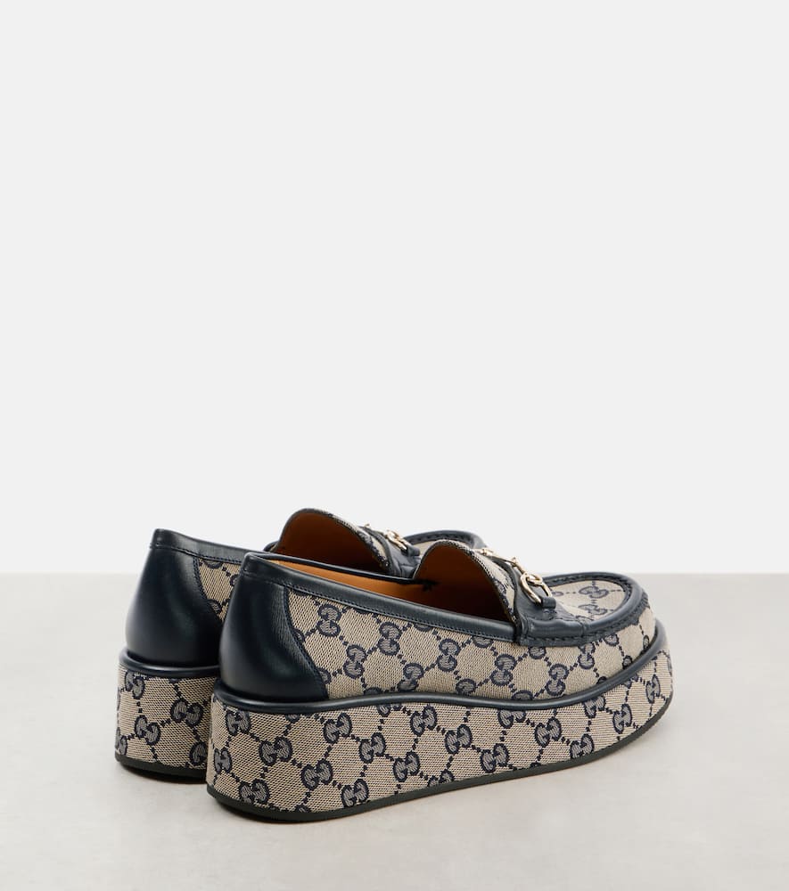 Gucci Horsebit GG Canvas wedge loafers