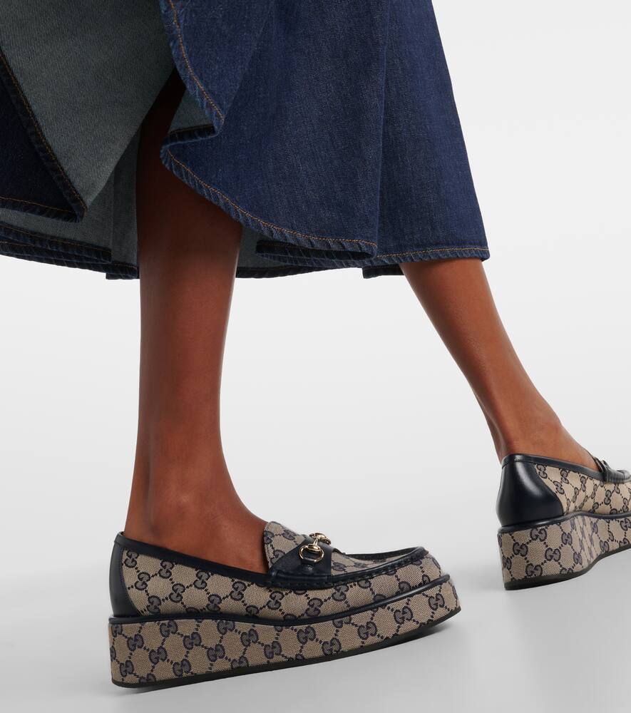 Gucci Horsebit GG Canvas wedge loafers