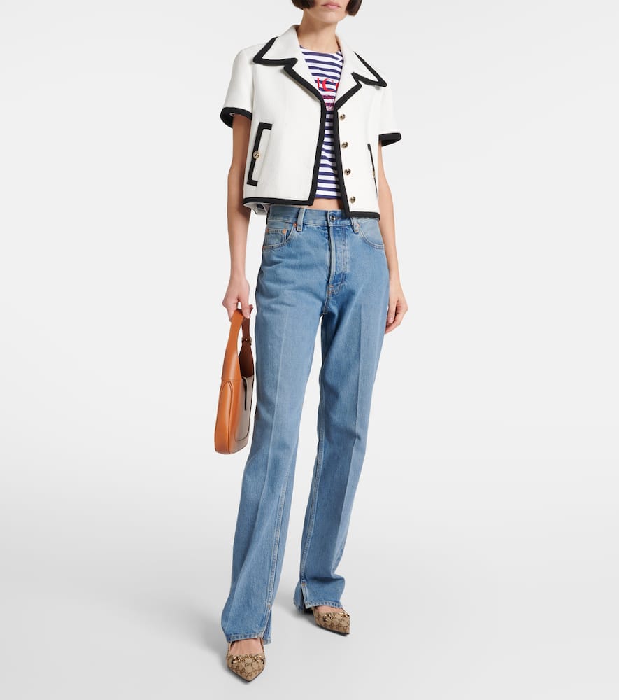 Gucci Horsebit GG canvas slingback flats
