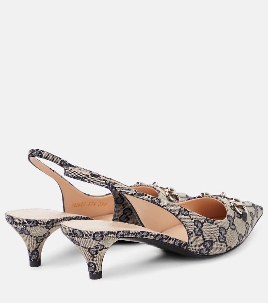 Gucci Horsebit GG canvas slingback pumps