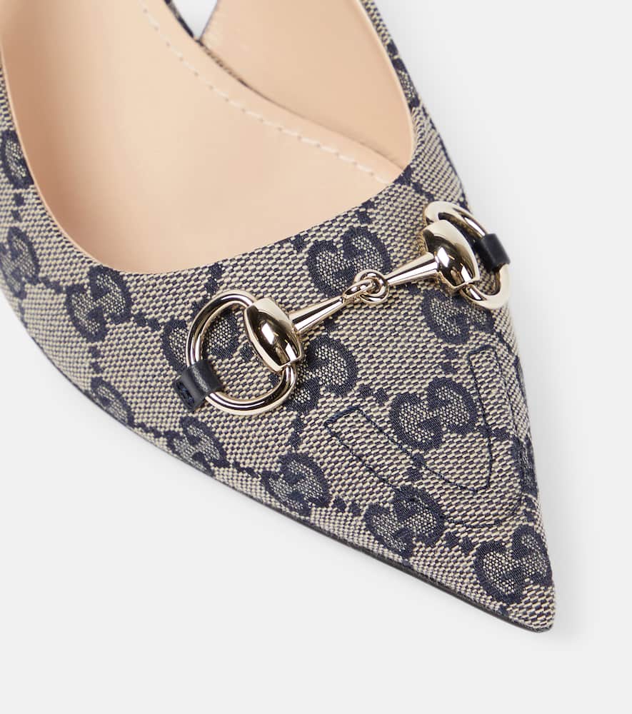 Gucci Horsebit GG canvas slingback pumps