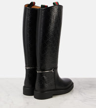 Gucci Horsebit GG debossed leather knee-high boots