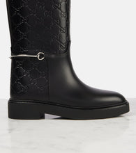 Gucci Horsebit GG debossed leather knee-high boots