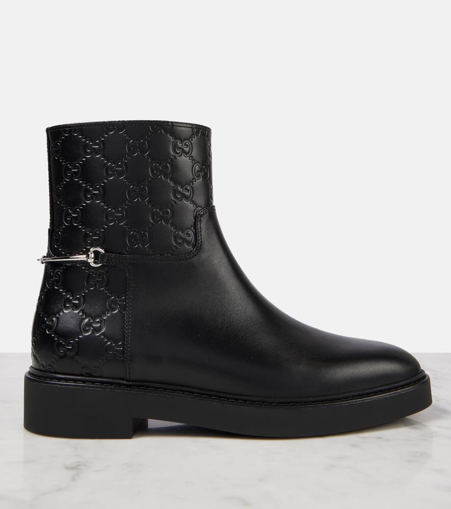 Gucci Horsebit GG leather ankle boots