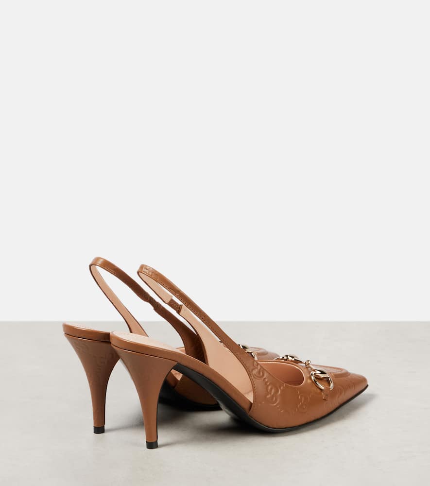Gucci Horsebit GG leather slingback pumps