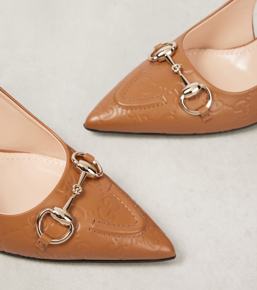 Gucci Horsebit GG leather slingback pumps