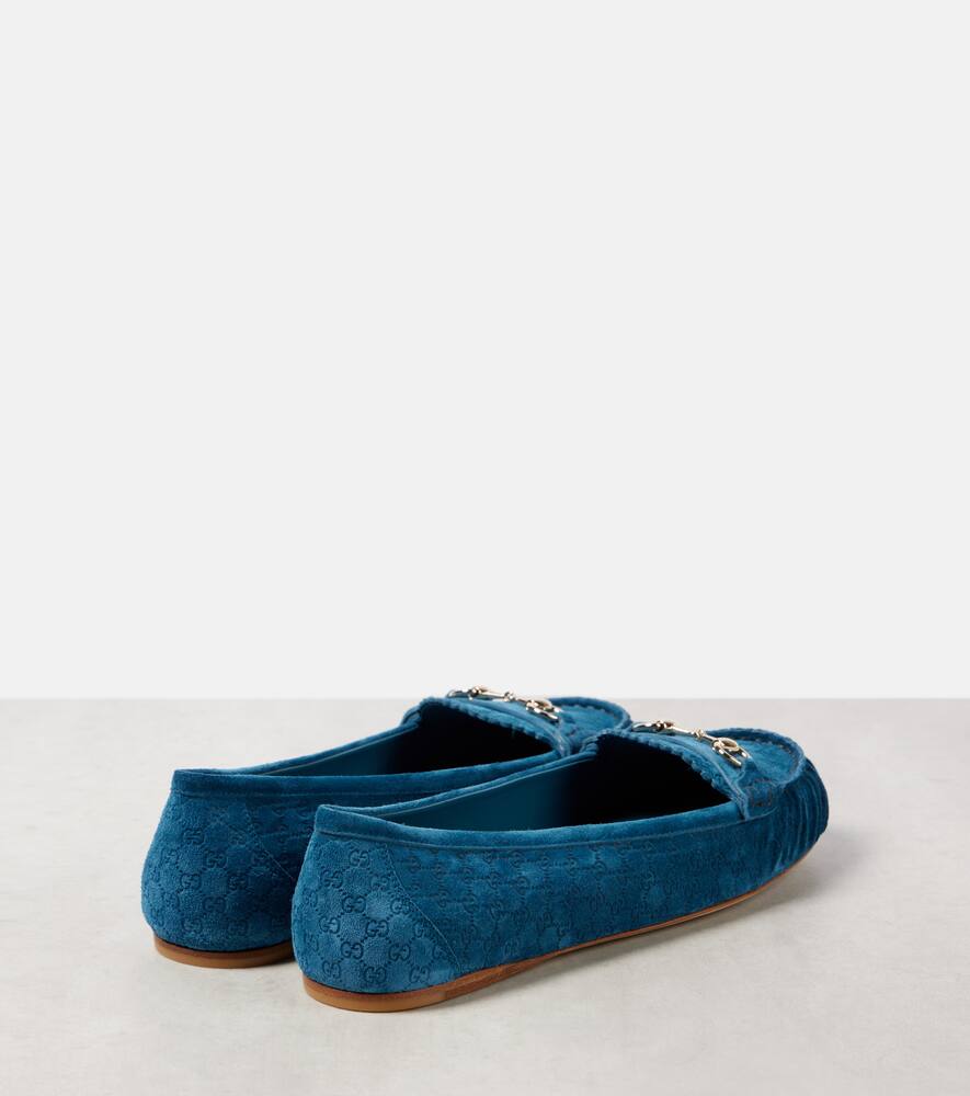 Gucci Horsebit GG suede ballet flats