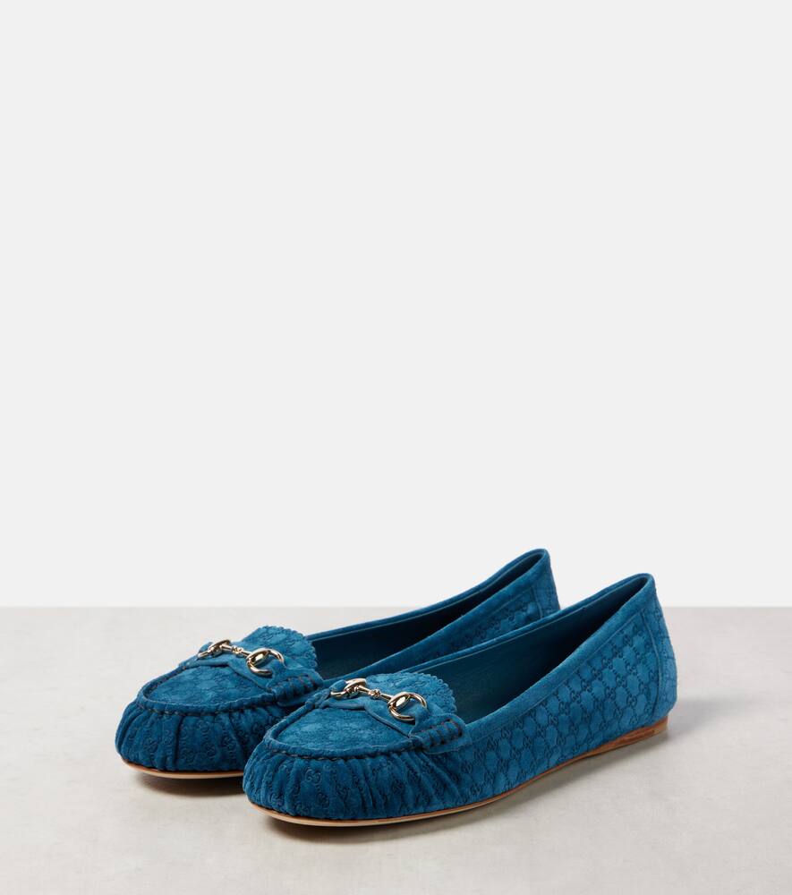 Gucci Horsebit GG suede ballet flats