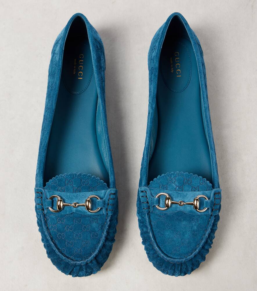 Gucci Horsebit GG suede ballet flats