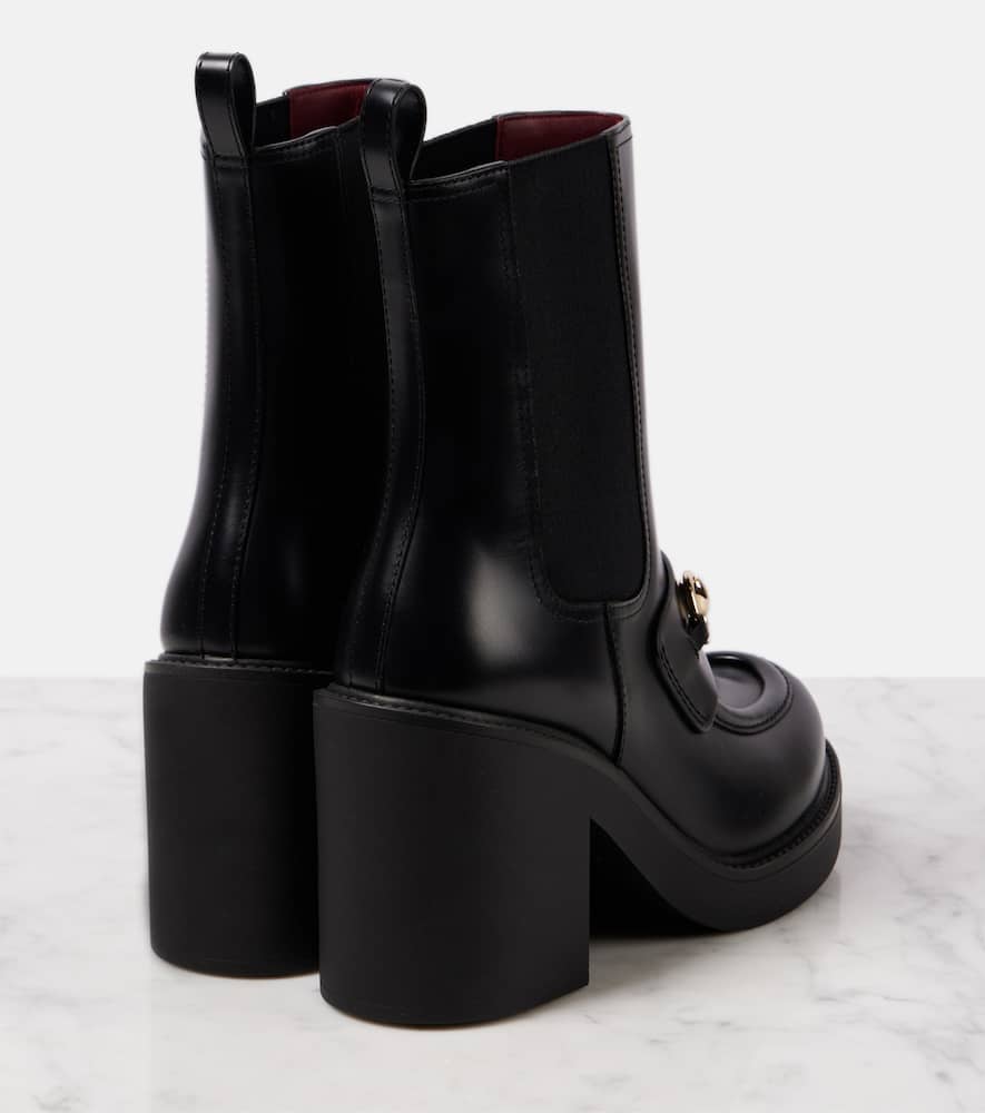 Gucci Horsebit leather platform ankle boots