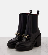 Gucci Horsebit leather platform ankle boots