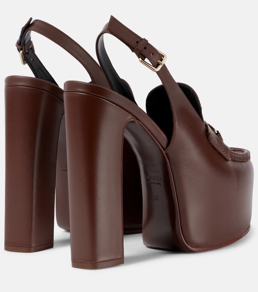 Gucci Horsebit leather platform loafer pumps