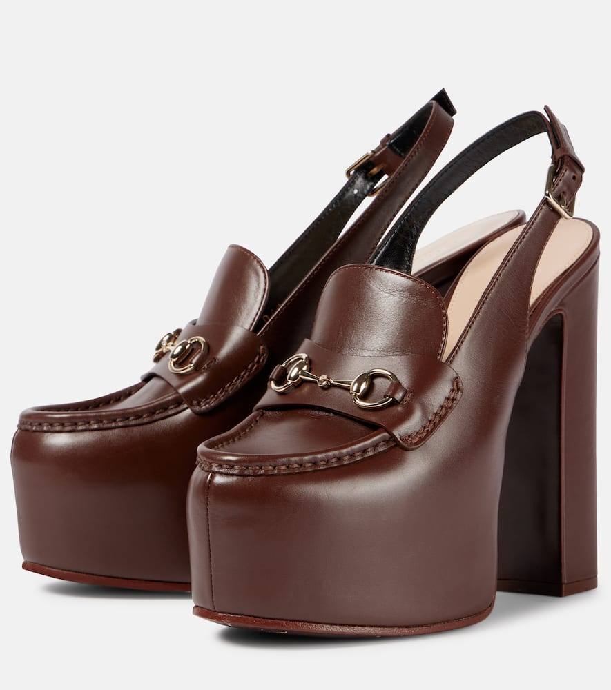 Gucci Horsebit leather platform loafer pumps