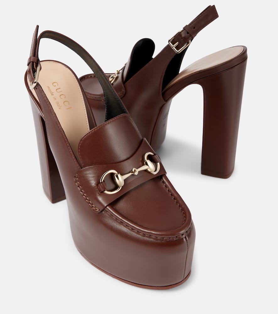 Gucci Horsebit leather platform loafer pumps