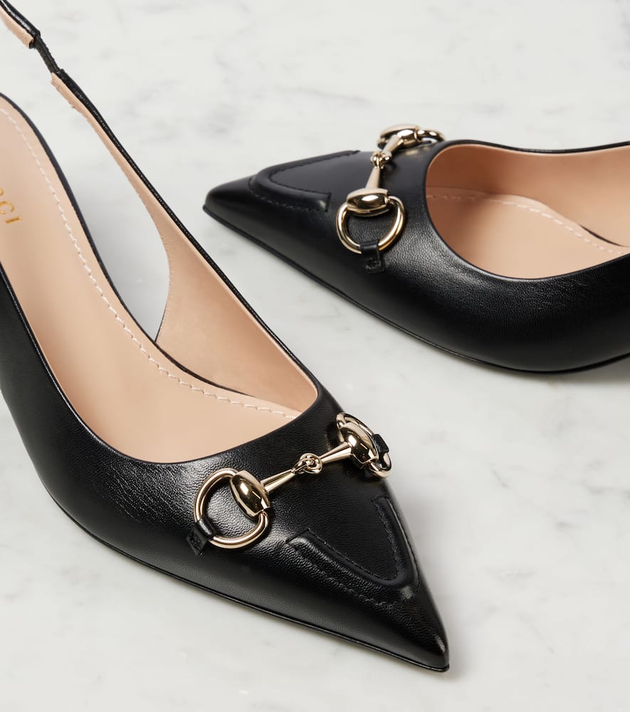 Gucci Horsebit leather slingback pumps