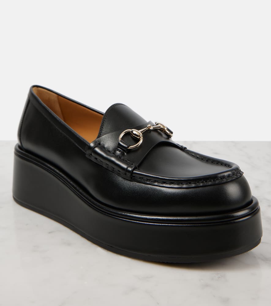 Gucci Horsebit leather wedge loafers