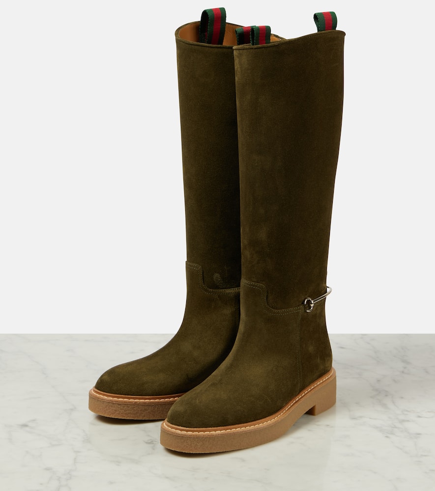 Gucci Horsebit suede knee-high boots