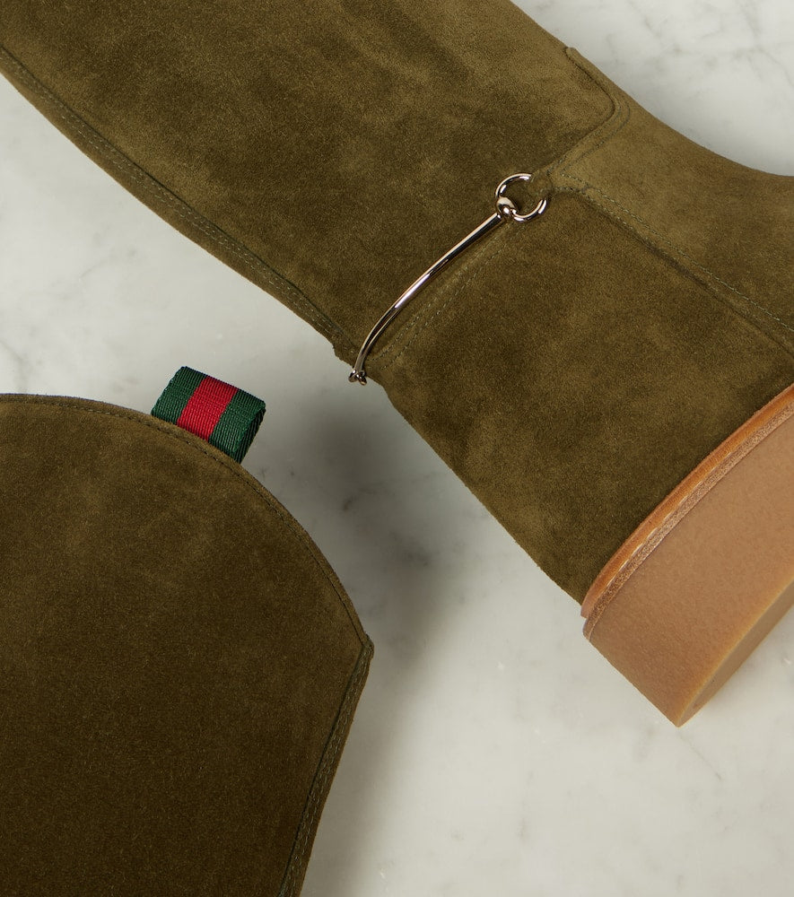 Gucci Horsebit suede knee-high boots