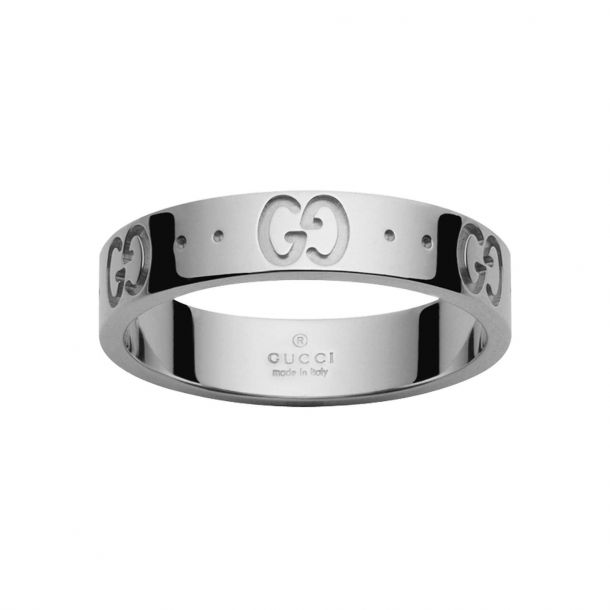 Gucci Icon White Gold Thin Band - Size 6.75