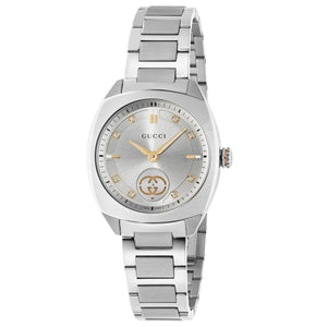 Gucci Interlocking Diamond Silver-Tone Dial Stainless Steel Watch 29mm - YA142510