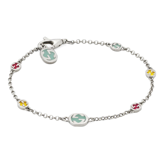 Gucci Interlocking G Multicolor Enamel Station Bracelet