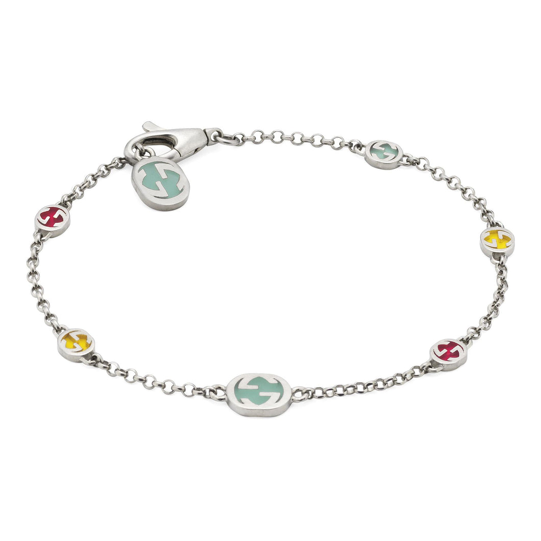 Gucci Interlocking G Multicolor Enamel Station Bracelet