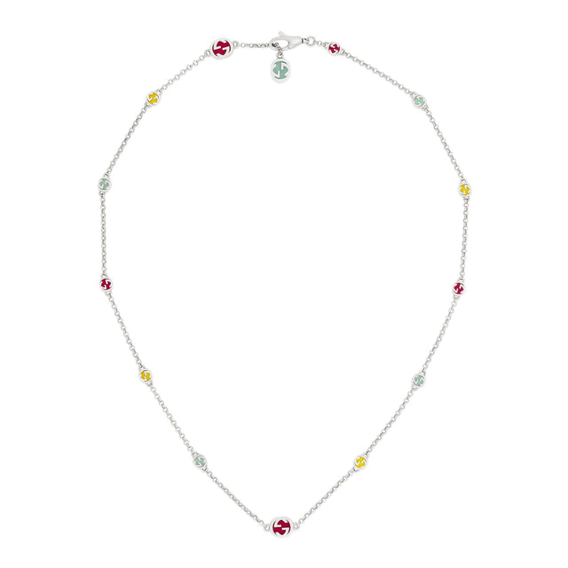 Gucci Interlocking Multicolor Enamel Station Necklace