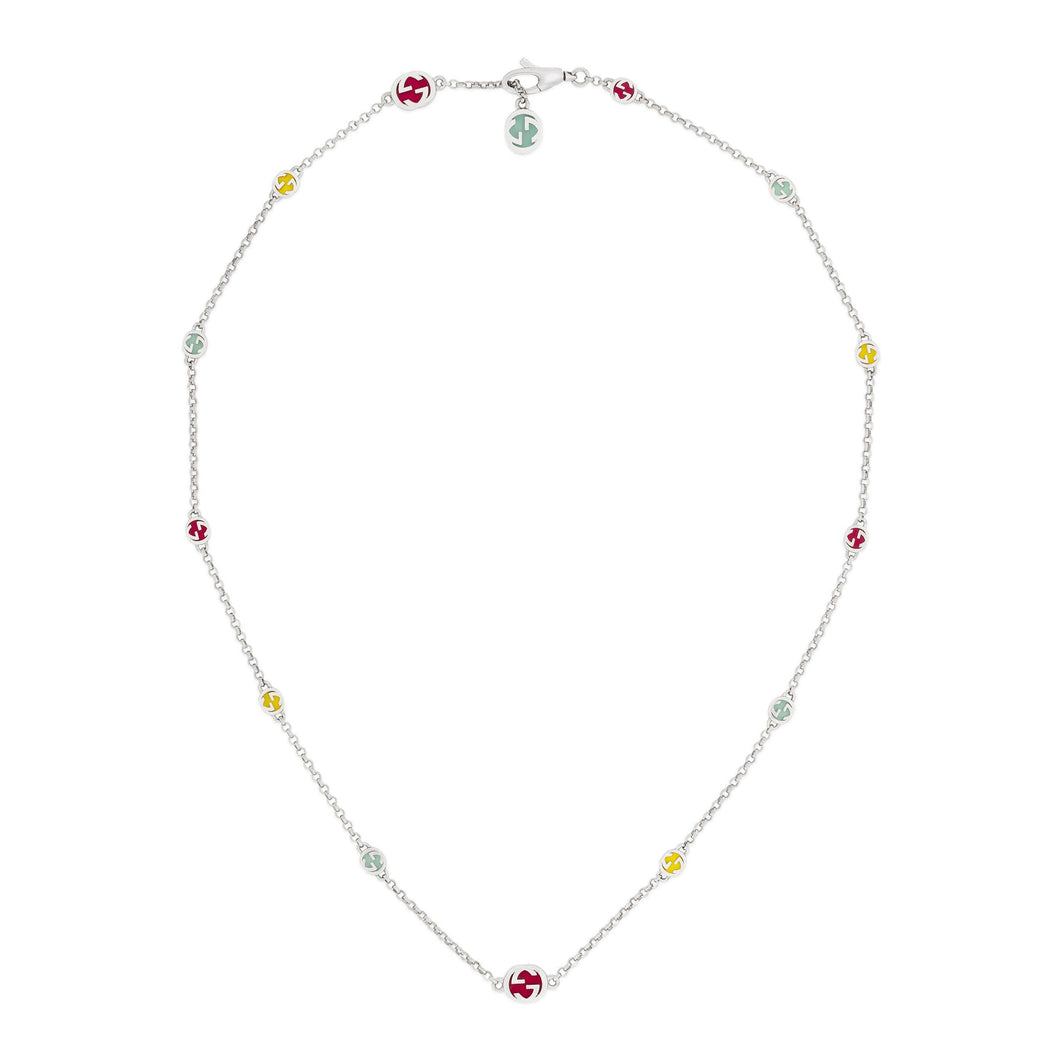 Gucci Interlocking Multicolor Enamel Station Necklace