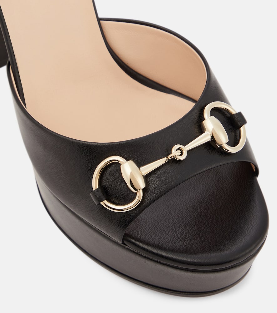 Gucci Lady Horsebit leather platform sandals