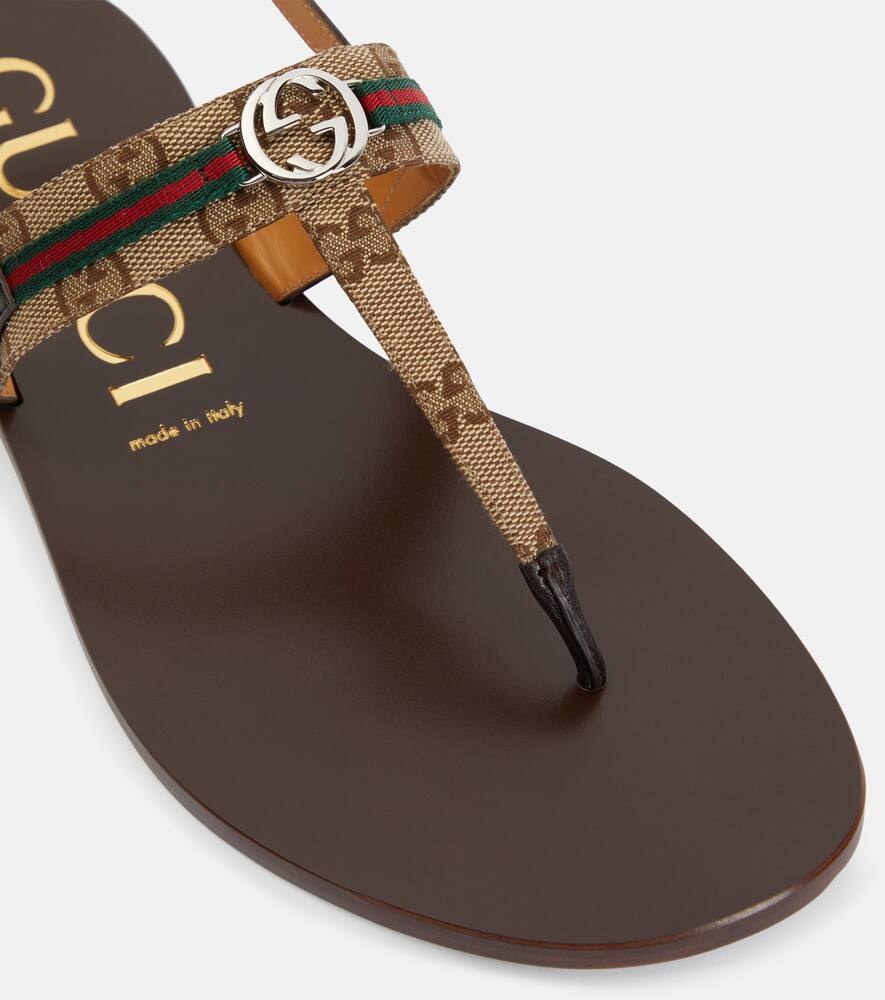 Gucci Leather-trimmed thong sandals