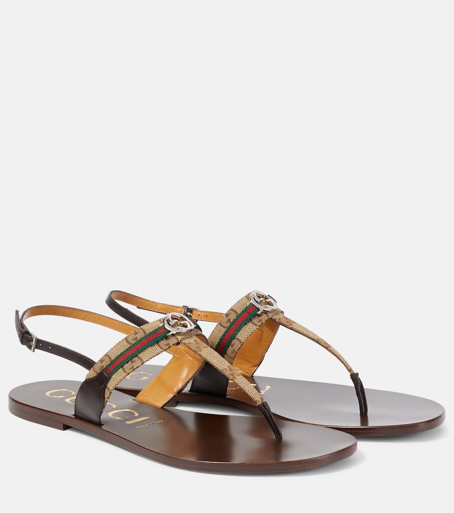 Gucci Leather-trimmed thong sandals - Gucci 皮革饰边人字拖
