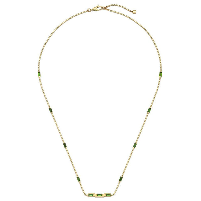 Gucci Link to Love Baguette Tourmaline Yellow Gold Necklace