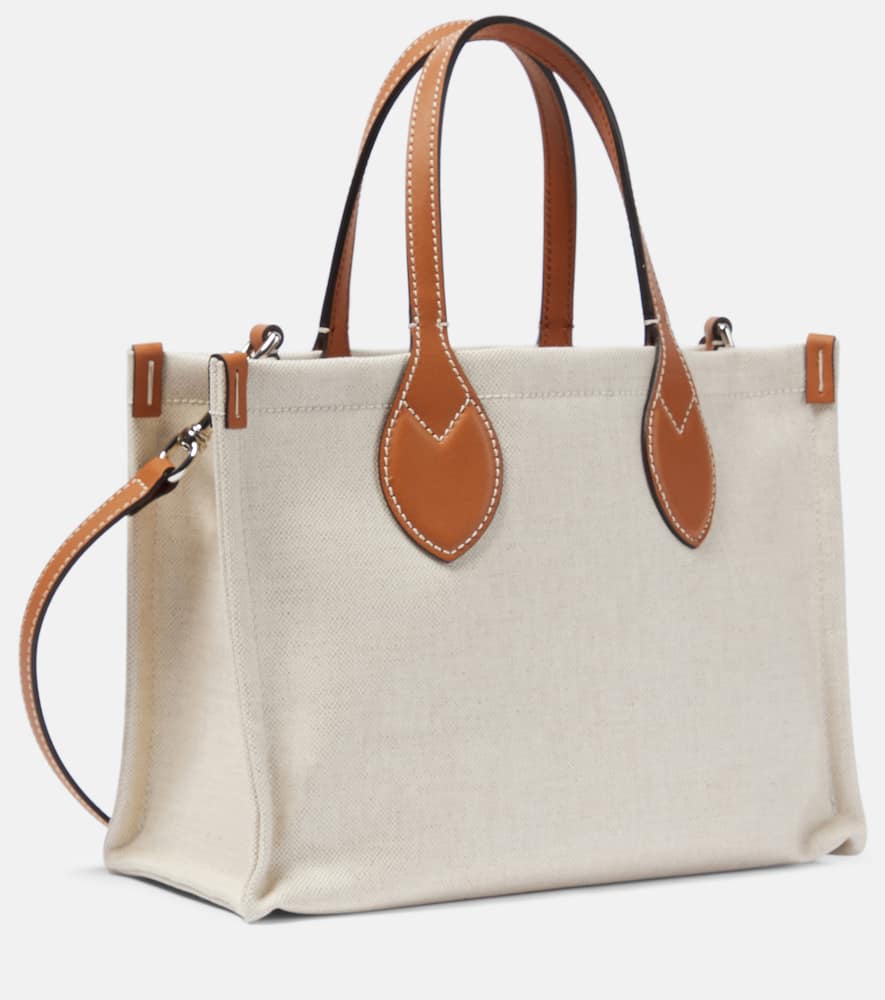 Gucci Mini logo leather-trimmed canvas tote bag