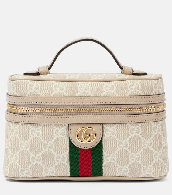 Gucci Ophidia Super Mini leather-trimmed shoulder bag. Shop Gucci Top-Handle Bags for women now.