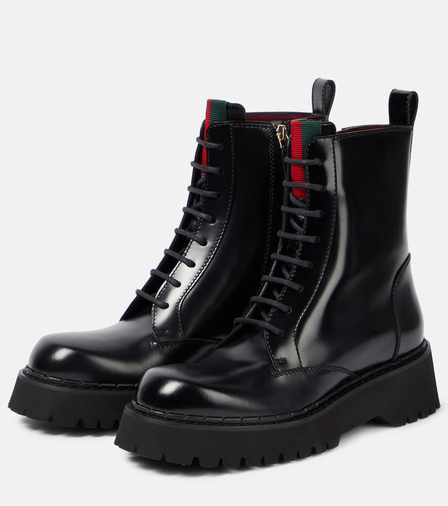 Gucci Polished leather combat boots