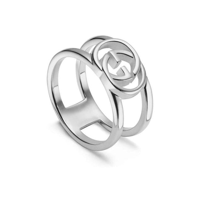 Gucci Sterling Silver Interlocking G Ring, 9mm - Size 6.5