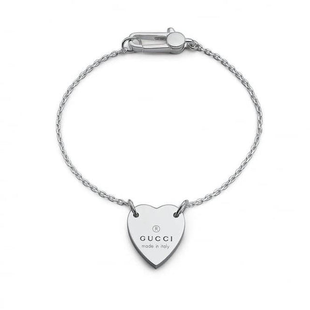 Gucci Sterling Silver Trademark Heart Motif Bracelet