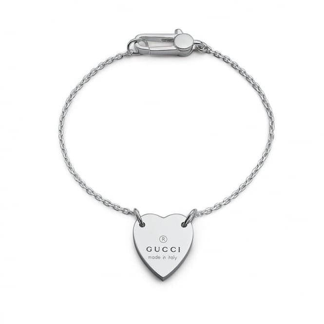 Gucci Sterling Silver Trademark Heart Motif Bracelet