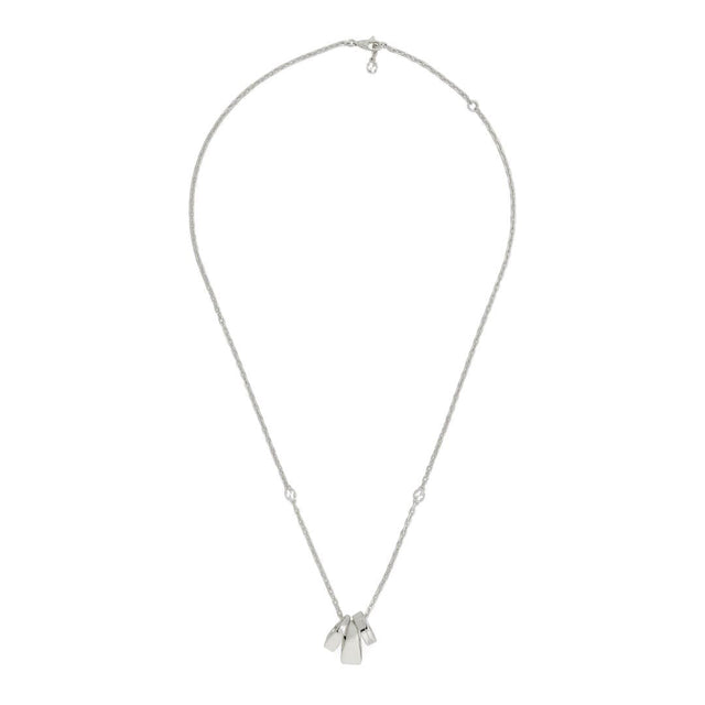 Gucci Tag Interlocking G Three Charm Sterling Silver Necklace