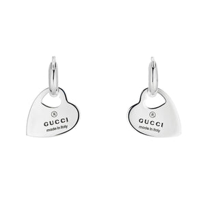 Gucci Trademark Heart Sterling Silver Hoop Earrings