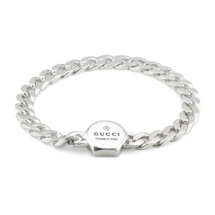 Gucci Trademark Wide Sterling Silver Link Bracelet - 6.7 Inches
