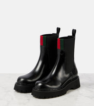 Gucci Web Stripe leather Chelsea boots