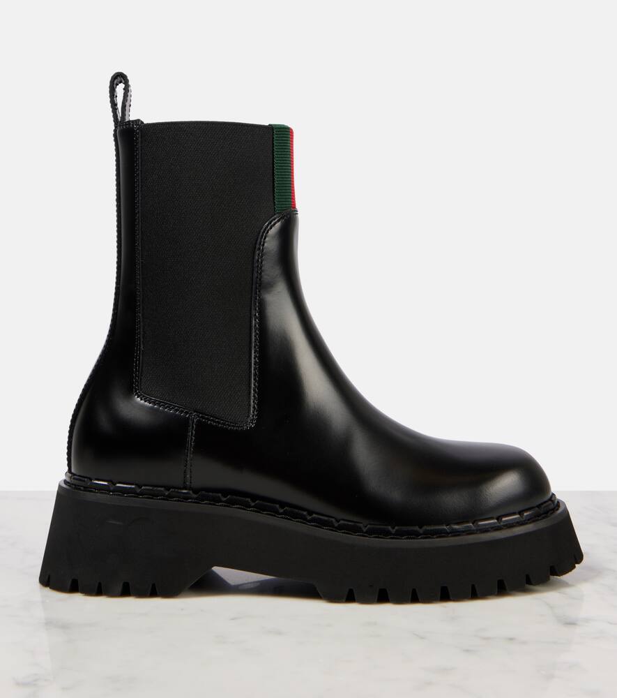 Gucci Web Stripe leather Chelsea boots
