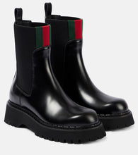 Gucci Web Stripe leather Chelsea boots