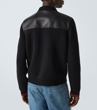 Gucci Web Stripe leather bomber jacket