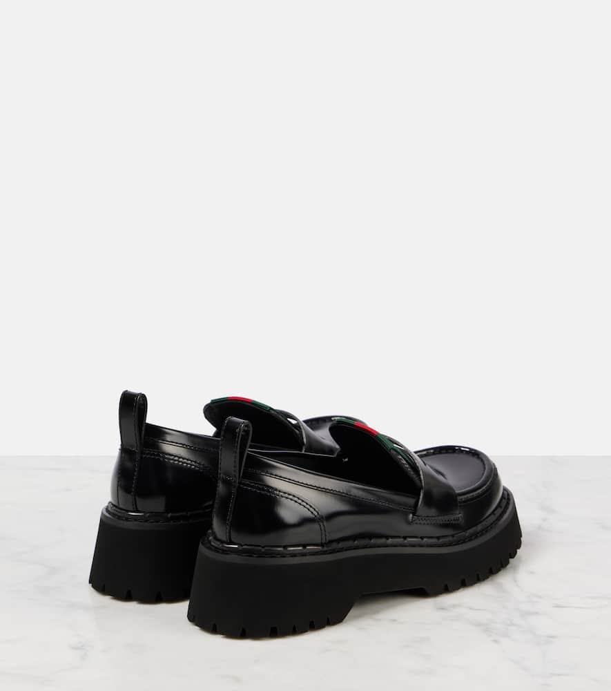 Gucci Web Stripe leather loafers