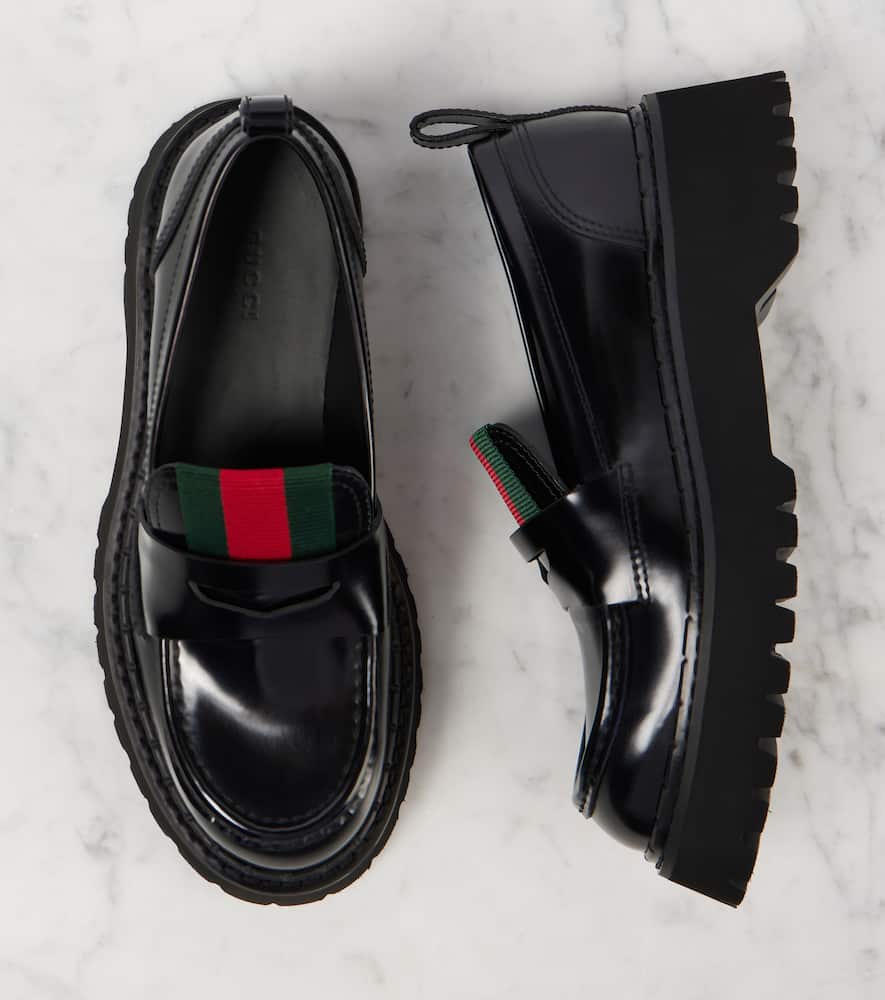 Gucci Web Stripe leather loafers