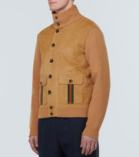 Gucci Web Stripe suede bomber jacket