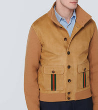 Gucci Web Stripe suede bomber jacket